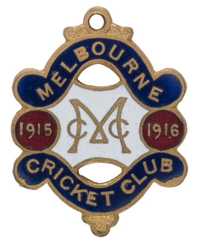 MELBOURNE CRICKET CLUB, 1915-16 membership badge, made by C. Bentley, No.3863.