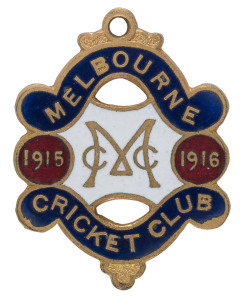 MELBOURNE CRICKET CLUB, 1915-16 membership badge, made by C. Bentley, No.3863.