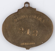 South Melbourne Cricket Club, Life Member badge No.212, made by J.W.Purvis. - 2