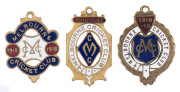 MELBOURNE CRICKET CLUB, 1915-16 membership badge (No.3846), 1916-17 (No.3278) & 1918-19 (1483), all made by C. Bentley. (3).