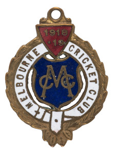 MELBOURNE CRICKET CLUB, 1918-19 membership badge, made by C. Bentley, No.2990.