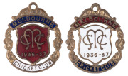 MELBOURNE CRICKET CLUB, 1936-37 membership badge by C. Bentley & Son, (No.2589) and the Country member's badge (No.1285). (2).