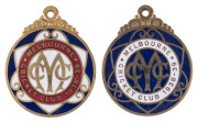 MELBOURNE CRICKET CLUB, 1938-39 membership badge by Stokes & Sons, (No.4108) and the Country member's badge (No.886). (2).