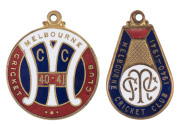 MELBOURNE CRICKET CLUB, 1940-41 membership badge by K.G.Luke, (No.3303) and the Country member's badge (No.1894). (2).