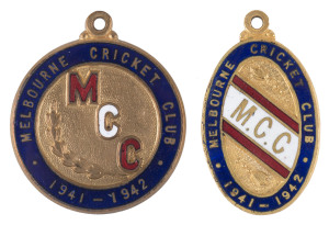 MELBOURNE CRICKET CLUB, 1941-42 membership badge by K.G.Luke, (No.475) and the Country member's badge (No.1260). (2).
