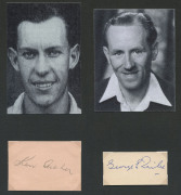 AUSTRALIAN TEST CRICKETER AUTOGRAPHS: A lovely collection of autographed displays in an album; one autograph per page and including George Tribe (1 Test), Gil Langley (26 Tests), Ken Archer (5 Tests), Ron Gaunt (3 Tests), Bob Cowper (27 Tests), Ian Davis