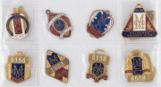 MELBOURNE CRICKET CLUB,  membership badges, made by K.G.Luke for 1950-51, 1951-52, 1952-53, 1953-54 and 1954-55, by Bertram Bros. for 1955-56, by Stokes for 1956-57, by Bertram Bros. for 1957-58, by Luke for 1958-59 and by Bertram for 1959-60, 1960-61 and