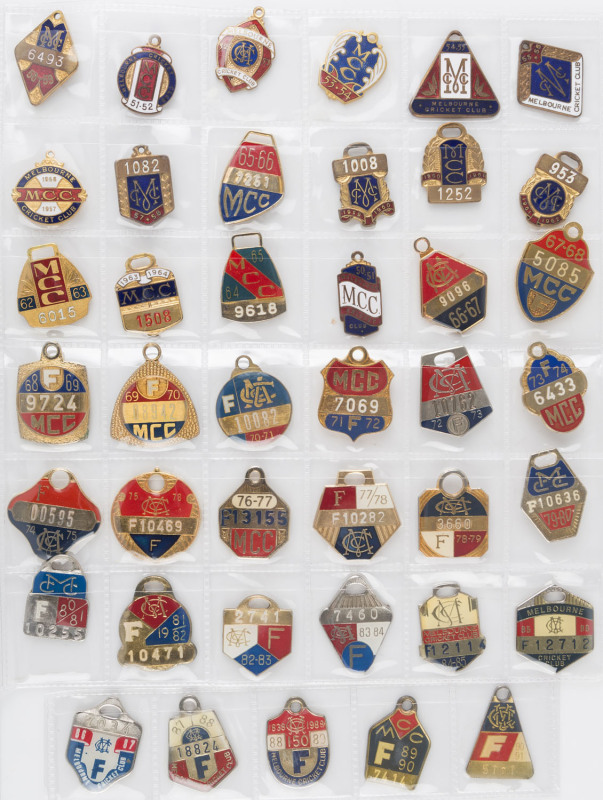 MELBOURNE CRICKET CLUB, membership badges 1950-51 complete to 1990-91, (41).