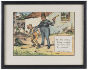 Charles CROMBIE: Four images from his "Laws of Cricket" series produced for "Perrier"; "How to place men in the field", "When (in the opinion of the Umpire)...", "The innings shall commence after the ground has been swept..." and "The striker being caught - 3