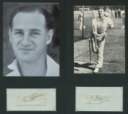 AUSTRALIAN TEST CRICKETER AUTOGRAPHS: A lovely collection of autographed displays a a few autograph sheets in an album; mostly one autograph per page and including Keith Miller, Ron Saggers, Rod Marsh, Dean Jones, David Hookes, Rodney Hogg, Ian Meckiff, I