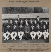 SOUTH AFRICAN TOURING TEAM, 1951Offical photograph by The Sport & General Press Agency, Fleet Street, London, of the team that visited England in 1951; fully signed below the image, which is mounted on a printed backing card. Overall 33.5 x 35cm.England w