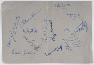 SOUTH AFRICA in ENGLAND - 5 TEST SERIES, 1955: An autograph page signed in ink by 13 of the South African tourists, including Cheetham (Captain), McGlew (Vice-Captain), Duckworth ('keeper), Fuller, Adcock, Heine & Tayfield.