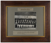 AUSTRALIAN TEAM ON TOUR, 1956, UNITED KINGDOM, INDIA & PAKISTAN: Official team photograph (by Sport & General Press Agency, Fleet St.) in period timber framed with title and players names in windows above and below the image. Overall 55 x 65cm. - 2