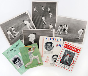 1964 Australia in England Souvenir Tour Programme (by Rostan Press); 1968 Australia in England Programme (Rostan Press); four original press photos (20 x 25cm) from the Fifth Test at Lords, August 1968; 1981 Australian Tour Programme [J & D Enterprises] p