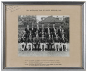 AUSTRALIAN TEAM TO ENGLAND 1968: Official team photograph with names printed in margins, endorsed at top left "To the Geelong Football Club with many thanks, Paul Sheahan". Framed & glazed, overall 33 x 40.5cm.