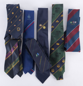 A collection of cricket ties comprising Sheffield Shield 1985-86, The Bicentennial Test 1988, Australia v Indid 1991-92, Australia v West Indies 1992-93, World Cup Aust-NZ 1992, Australia v South Africa 1993-94 and Australian World Series 1995-96. (7 items) All appear unused.
