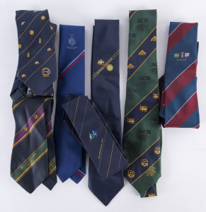 A collection of cricket ties comprising Sheffield Shield 1985-86, The Bicentennial Test 1988, Australia v Indid 1991-92, Australia v West Indies 1992-93, World Cup Aust-NZ 1992, Australia v South Africa 1993-94 and Australian World Series 1995-96. (7 item
