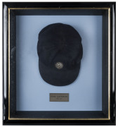 SUNIL GAVASKAR'S INDIAN TEAM TEST CAP, with "INDIAN CRICKET TEAM" and star embroidered to front. Attractively framed. [Between 1971 and 1987 Gavaskar played in 125 Test matches, accumulating 10,122 runs at an average of 51.12]. - 2