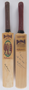 DON BRADMAN original signatures on two mini-bats from "The Bradman Collection"; the "99.9" bat signed "Don Bradman", "The Legend" bat signed and endorsed "To Kevin with best wishes, Don Bradman". (2).Provenance: The Kevin O'Dowd Collection.