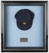 CHRIS BROAD'S ENGLAND XI CAP, from the 1990-91 rebel tour to South Africa, blue wool, with embroidered England logo & "England XI 1990-91" on front, named inside "CB". Fine condition. [Chris Broad played 25 Tests 1984-89]. Attractively framed.&nbsp;&nbsp; - 2