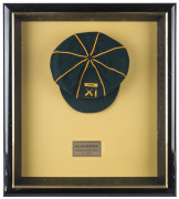 ALLAN BORDER'S AUSTRALIAN "PRIME MINISTER'S XI" CRICKET CAP, green wool, embroidered "Prime Minister's XI" logo on front, Albion label inside signed "Allan Border". Superb condition. [Allan Border played in the Prime Minister's XI ten times from 1985-96, - 2