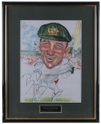 COURTNEY WALSH and STEVE WAUGH, autographed original caricatures by David Green; individually framed & glazed, each overall 58 x 47cm. (2). - 2