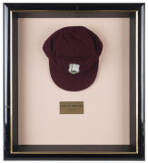 CURTLY AMBROSE'S WEST INDIES TEST TEAM CAP, maroon wool with the West Indies logo embroidered to front. Cap by Bill Edwards of Swansea with Ambrose's name in pen on the label (partly overwritten). Attractively framed. [Ambrose played in 98 Tests for the W - 2