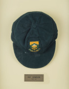 PAT SYMCOX'S SOUTH AFRICA "BAGGY GREEN" TEST CAP, green wool, embroidered Protea & "S.A.CRICKET" on front, Albion label inside endorsed "PS". [Symcox, a tall off-spinner, played 20 Tests 1993-99]. Ex South African cricket writer Brian Bassano, with letter