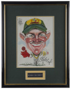 IAN HEALY and ADAM GILCHRIST autographed original caricatures by David Green; individually attractively framed & glazed. Healy overall 57 x 47cm; Gilchrist overall 51 x 40cm. (2). - 2