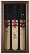 Brian Lara (11,953 Test runs), Wasim Akram (9,779 Test runs) and Chris Cairns (3,320 Test runs) individually signed Gray-Nicholls mini-bats attractively displayed in a custom-built glass-fronted display case.&nbsp;&nbsp;