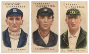 W.D. & H.O. Wills: 1907-08 'Prominent Australian & English Cricketers', complete set [1-73 grey captions] plus the 1908 re-issued Series of 8 [66-73 red captions]; G/VG. (Total: 81). Cat.&pound;1,300.