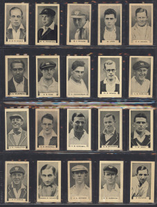 1932 Godfrey Phillips Ltd (B.D.V.) Test Cricketers, complete set [38] plus the scarce two corrected cards: No.18 Douglas Jardine (Surrey and incorrect Warwickshire cards) and No.31 T.B. Mitchell (two different players!). Superb condition. (Total: 40).