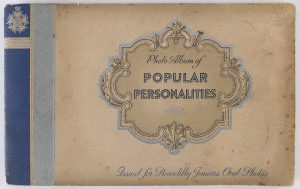 CARRERAS LTD: 1935 Popular Personalities, complete set of (72) oval shaped cards in the appropriate printed album. Includes many sportsmen and women, particularly cricketers Bradman, Hammond, Hobbs and Wyatt as well as Australians Walter Lindrum, Anona Wi