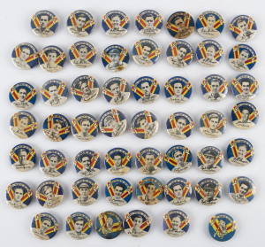 1950-51 Argus badges 'Australia v England 1950-1951 Test Tour', 20 different English team badges plus 33 duplicates. Poor/VG. [Total: 53].