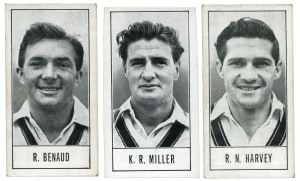 TRADE CARDS: Three complete sets comprising D.C. THOMSON 1957 "County Cricketers" complete set [64], EF. Also, KANE PRODUCTS "1956 Cricketers - 2nd Series" complete set [25], EF; and BARRATT & CO. "Test Cricketers by E.W.Swanton" complete set [35], VF/EF.