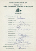 1956-83, a collection of six Australian Team sheets, all with minor faults or incompletely signed. A great source of autographs including Ian Johnson, Keith Miller, Richie Benaud, Neil Harvey, Len Maddocks, Dennis Lillee, Max Walker, Doug Walters, Allan B - 2