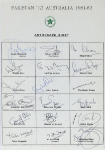 1981-1990 A collection of four (4) framed team sheets, comprising: 1981-82 Pakistan to Australia (with 18 signatures), 1982 English Team v Western Australia (with 12 signatures), 1990 Indian Team to England (with 19 signatures) and 1993-94 New Zealand Team to Australia (with 17 signatures).