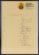 1981-1990 A collection of four (4) framed team sheets, comprising: 1981-82 Pakistan to Australia (with 18 signatures), 1982 English Team v Western Australia (with 12 signatures), 1990 Indian Team to England (with 19 signatures) and 1993-94 New Zealand Tea - 2