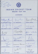 1981-1990 A collection of four (4) framed team sheets, comprising: 1981-82 Pakistan to Australia (with 18 signatures), 1982 English Team v Western Australia (with 12 signatures), 1990 Indian Team to England (with 19 signatures) and 1993-94 New Zealand Tea - 4