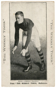 The Weekly Times: circa 1910 "Victorian Footballers" series - Ernie Cameron (Essendon). Fine Unused.