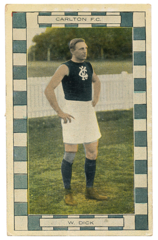 CARLTON: Champion Footballers Series: William Dick postcard, circa 1915. Unused. Rarity rating: 10.