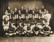 The Australian Jam Company Football Team, Premiers 1917, a fine studio portrait of the team (by Tesla of Chapel Street, Prahran) which won a workplace football competition that year. Attractively presented in a period frame; glazed; overall 59 x 70cm.