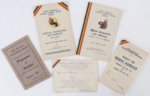 South Australian "Programme of Matches Season 1927" 8-page card with details of the A Grade & B Grade matches with manuscript details of the Central Umpire who officiated in all the A Grade matches; also, invitation to dinner in Adelaide, Nov.1939, of the
