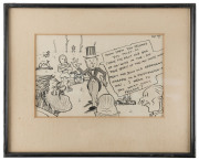 Original cartoon artworks by Edgar Alan (2 items) and Jerry M. (1 item); all dated 1937 and in small frames; the images focus on the apparent "violence" on the field. Two are b&w; one is pen and watercolours. Each approx. 12 x 18cm. (3). - 4