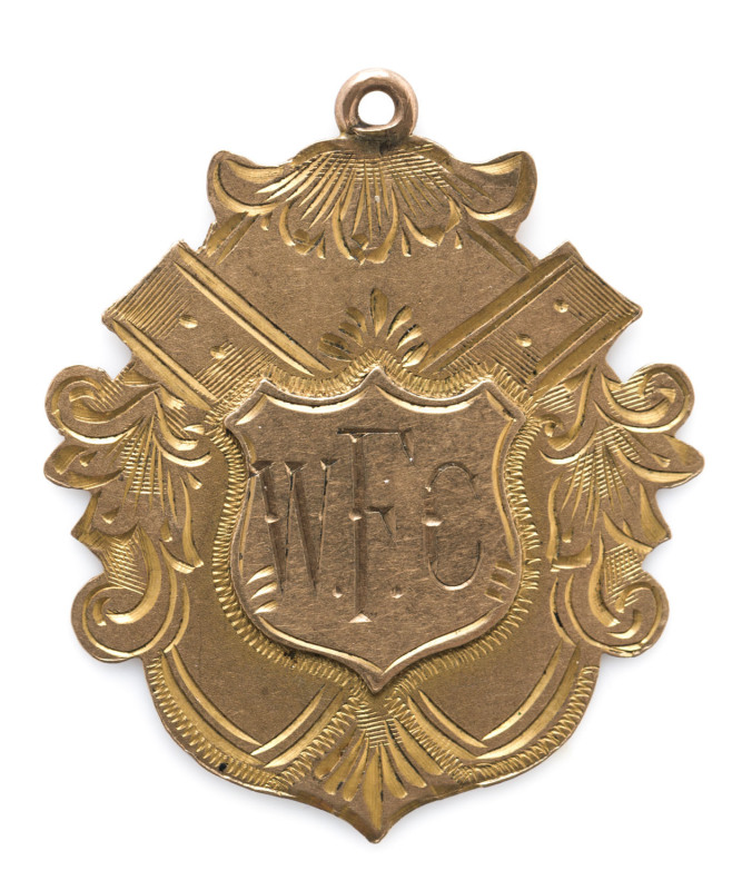 1939 V.F.A. PREMIERSHIP Medal in 9ct gold; awarded to W. Spokes of the Williamstown Football Club.  