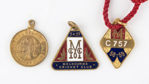 Melbourne Cricket Club, membership badges for 1945-46 (No.512), 1954-55 (No.1258) and 1958-59 (No.C757 - Country Membership). (3 items).