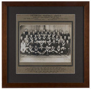 VICTORIAN FOOTBALL LEAGUE INTER-STATE TEAM, Adeleaide, July 27,1946, official photograph (by Dimond Studio) on printed mount with all the names (and their teams) in the mount. The result was Victoria: 16 goals, 21 behinds to South Australia: 11 goals, 14 - 2