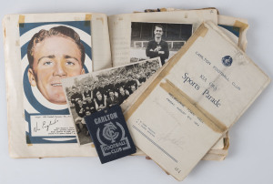 CARLTON: 1952, 1953 & 1954 "Kia-Ora Sports Parade" programmes, each signed in pencil by a number of Carlton footballers including Perc Bentley, Bruce Comben, Max Thomas, John Spencer, Ern Henfrey, Richie Green, George Ferry, Jack Mills, Tony Walsh, Jack S