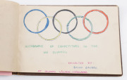 COLLINGWOOD: 1953-56 autograph book containing a double page headed "Collingwood 1st 18" including Lou Richards, Bob Rose, Mick Twomey, Kevin Clarke and Gordon Hocking; also, a section titled "XVIth OLYMPIAD MELBOURNE 1956 - Autographs of Competitors coll - 2