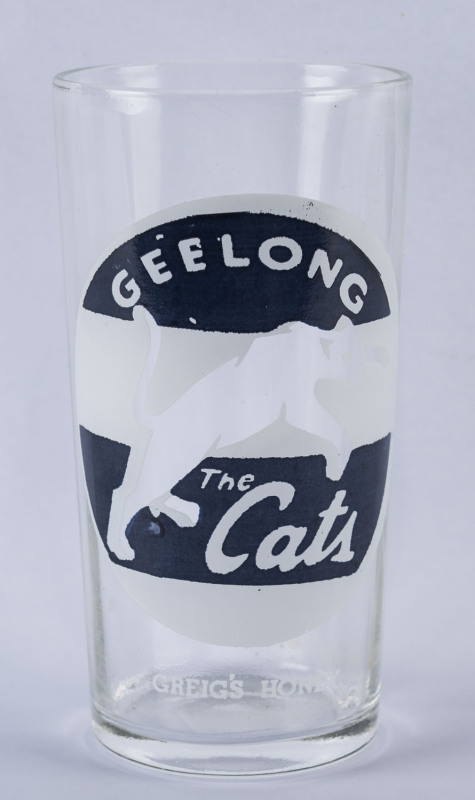 c1957 Greig’s Honey Football glass for Geelong Fine condition (with ‘Greig’s Honey’ at base).